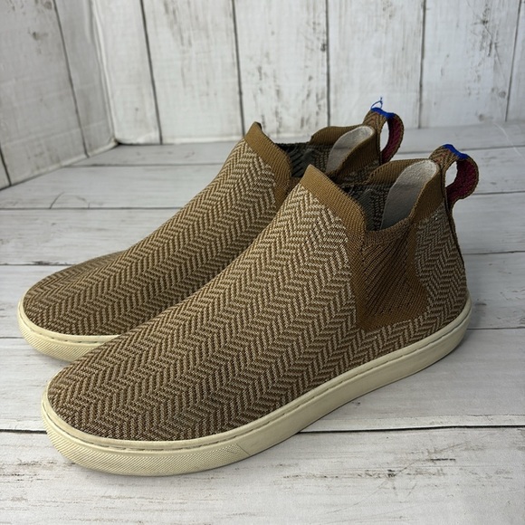 Rothy's The Chelsea Sneaker Brown and Cream Herringbone - Picture 2 of 12